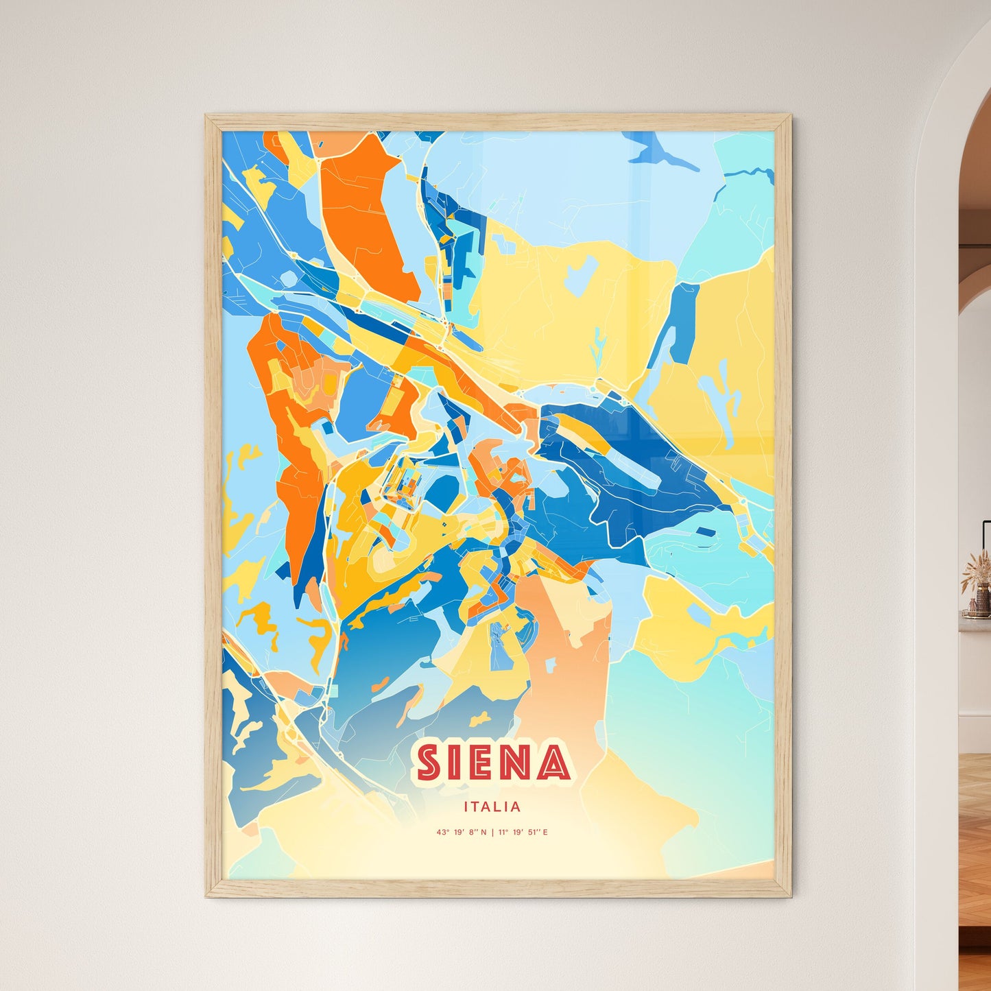 Colorful SIENA ITALY Fine Art Map Blue Orange