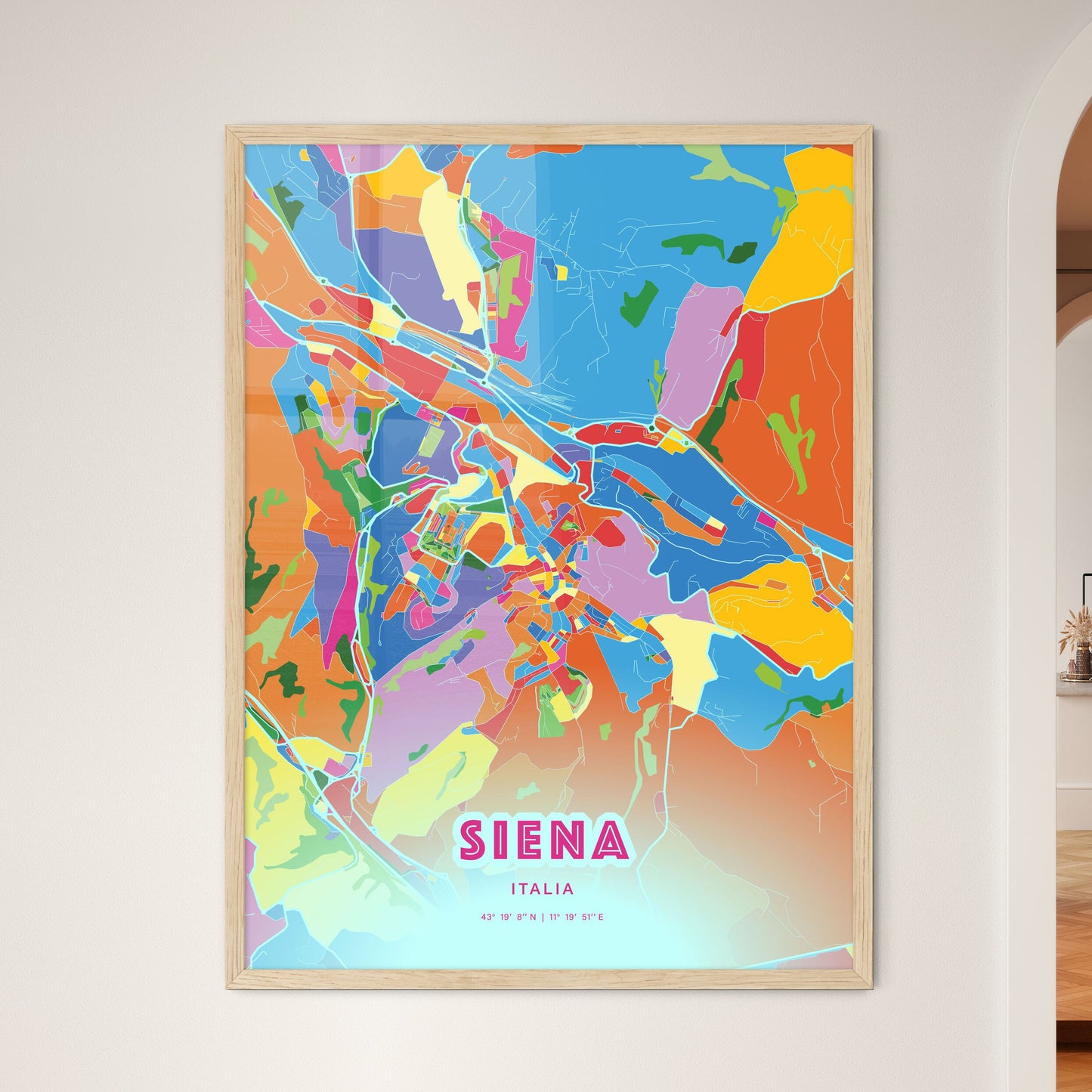 Colorful SIENA ITALY Fine Art Map Crazy Colors