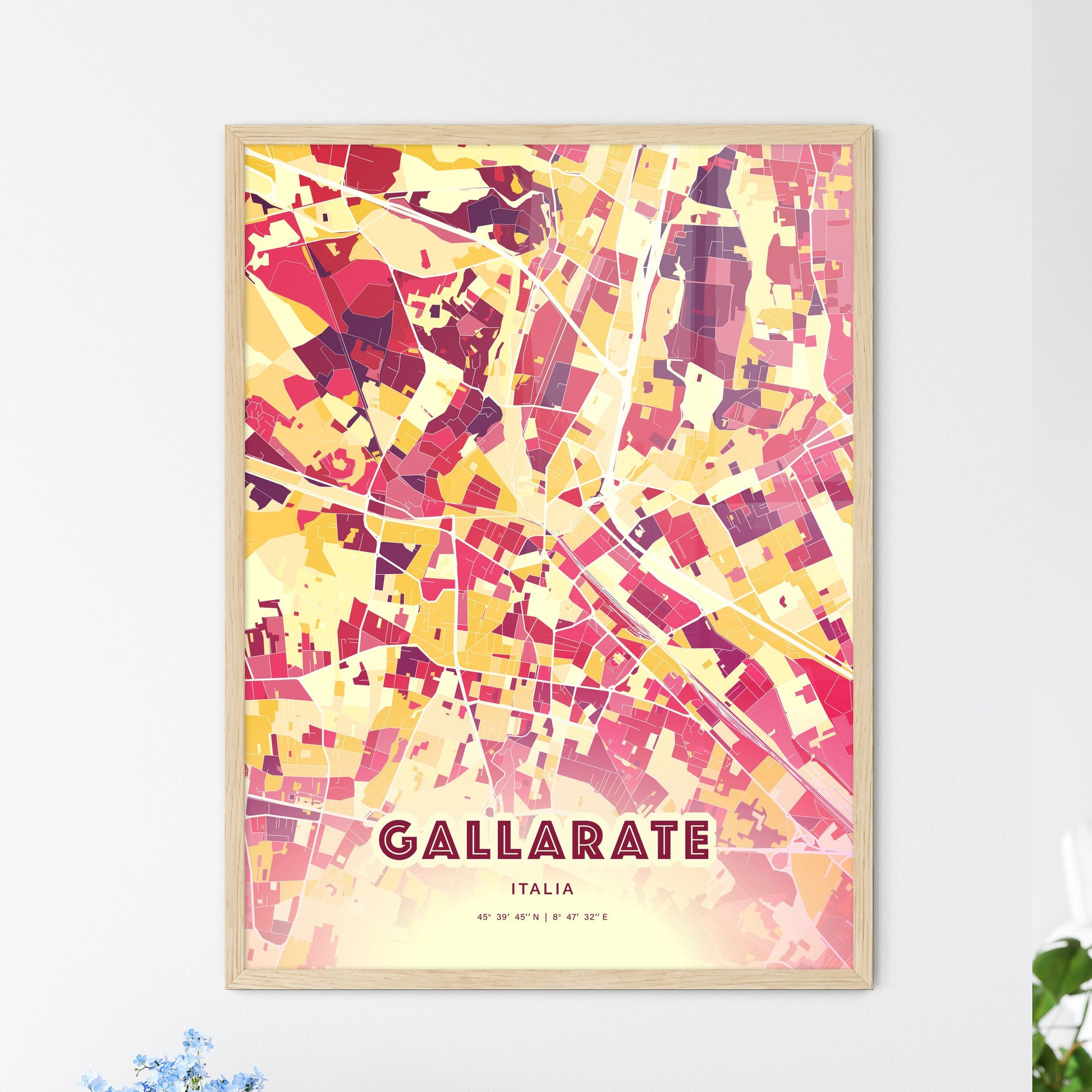 Colorful GALLARATE ITALY Fine Art Map Hot Red