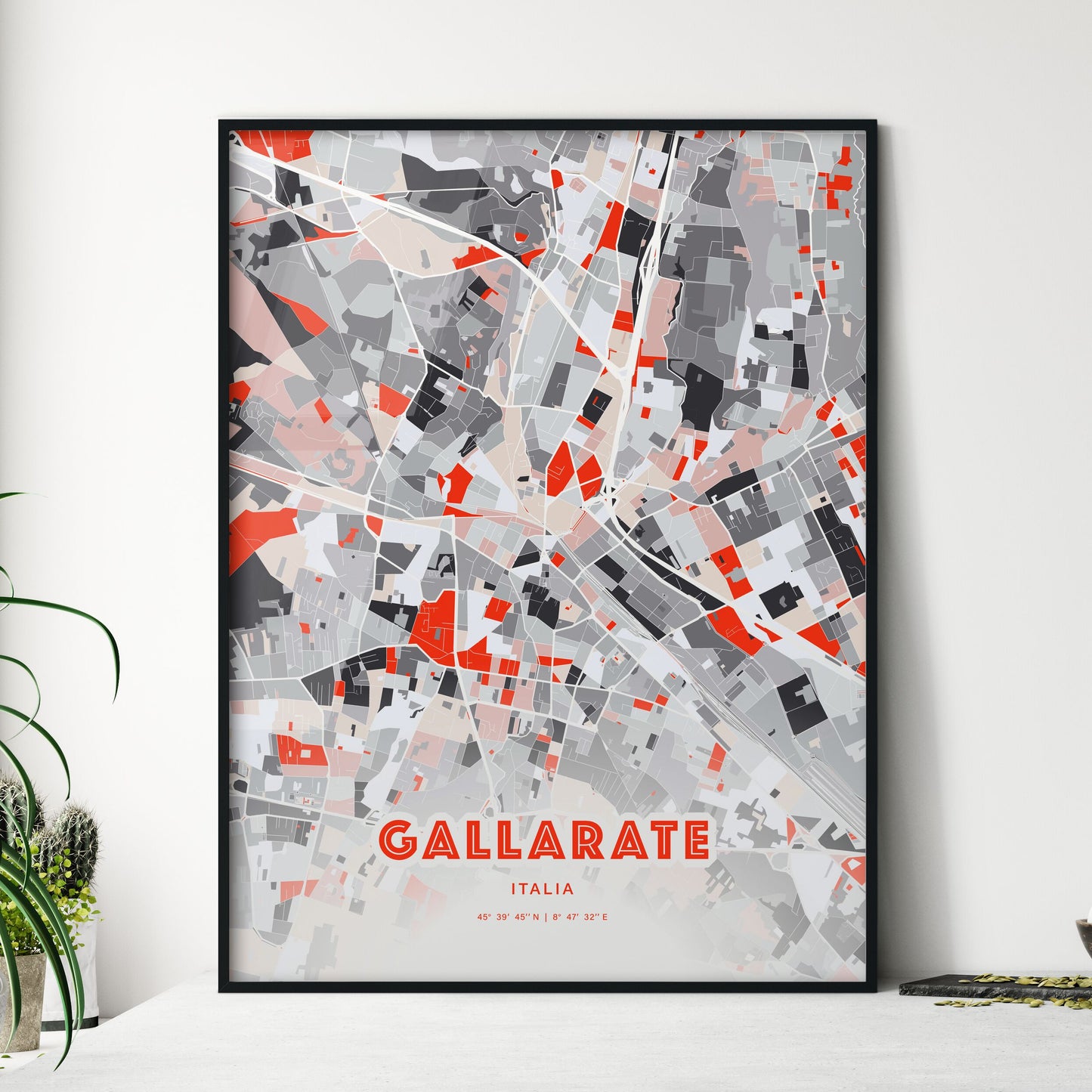 Colorful GALLARATE ITALY Fine Art Map Modern