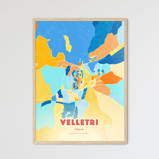 Colorful VELLETRI ITALY Fine Art Map Blue Orange