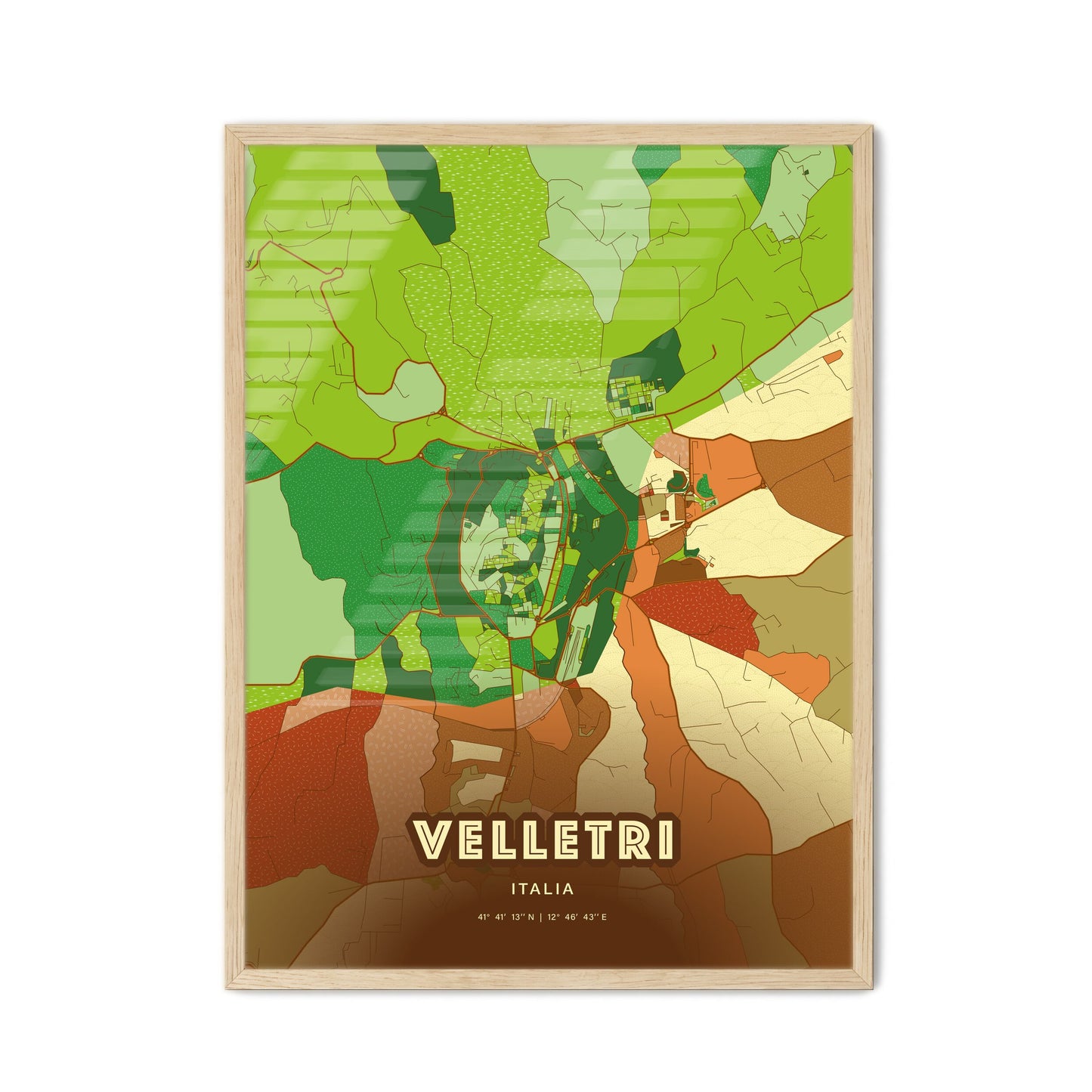 Colorful VELLETRI ITALY Fine Art Map Farmhouse