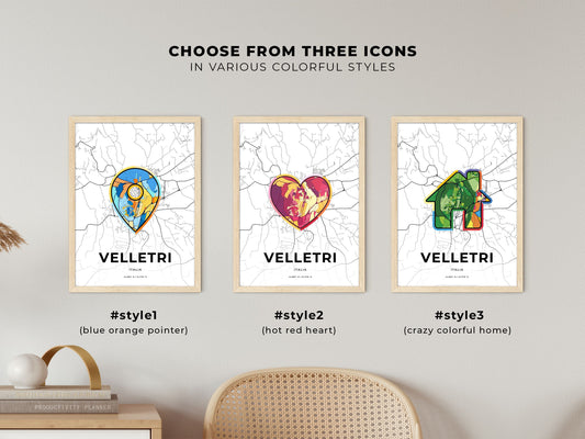 Velletri Italy maps with colorful icons