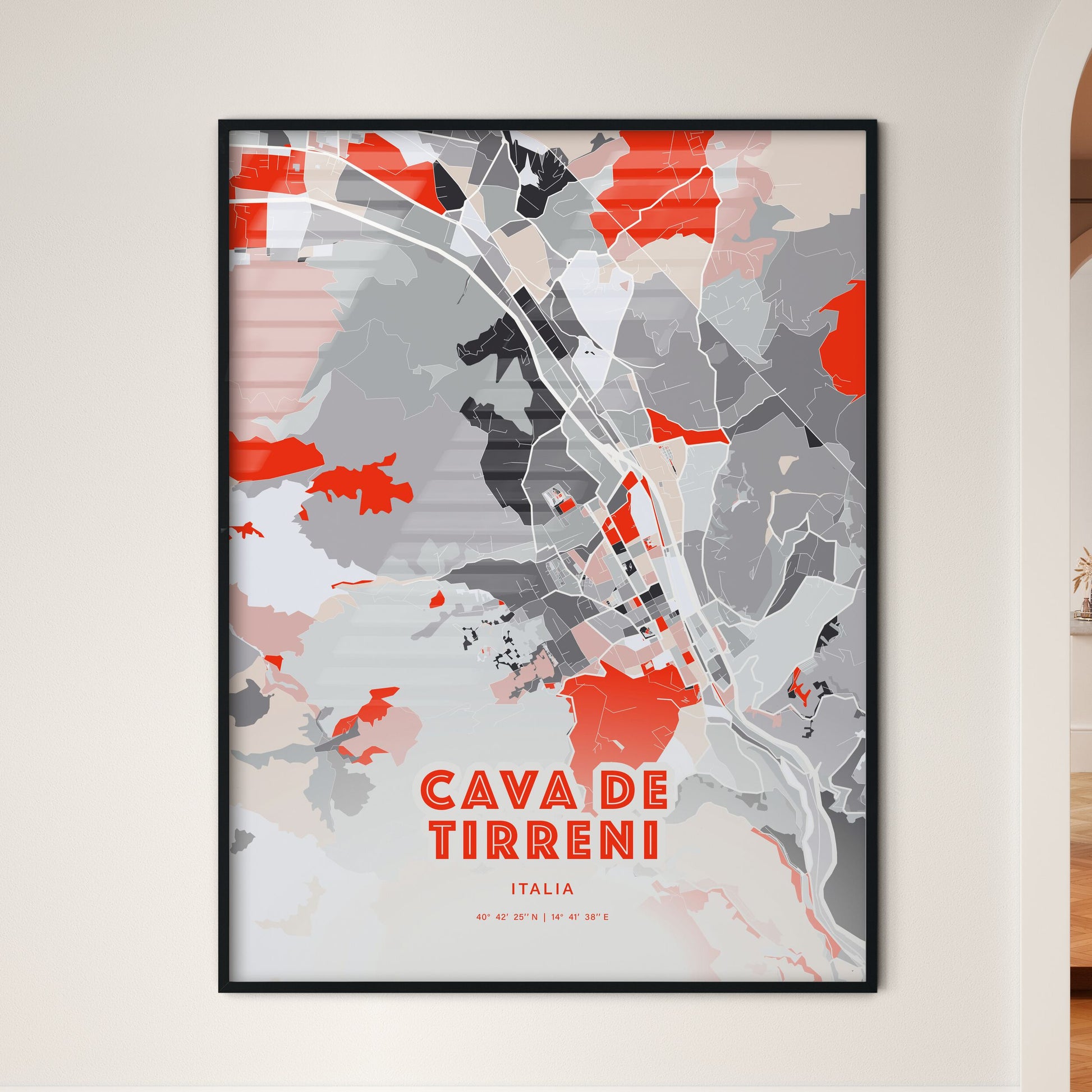 Colorful CAVA DE TIRRENI ITALY Fine Art Map Modern