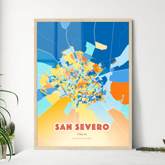 Colorful SAN SEVERO ITALY Fine Art Map Blue Orange