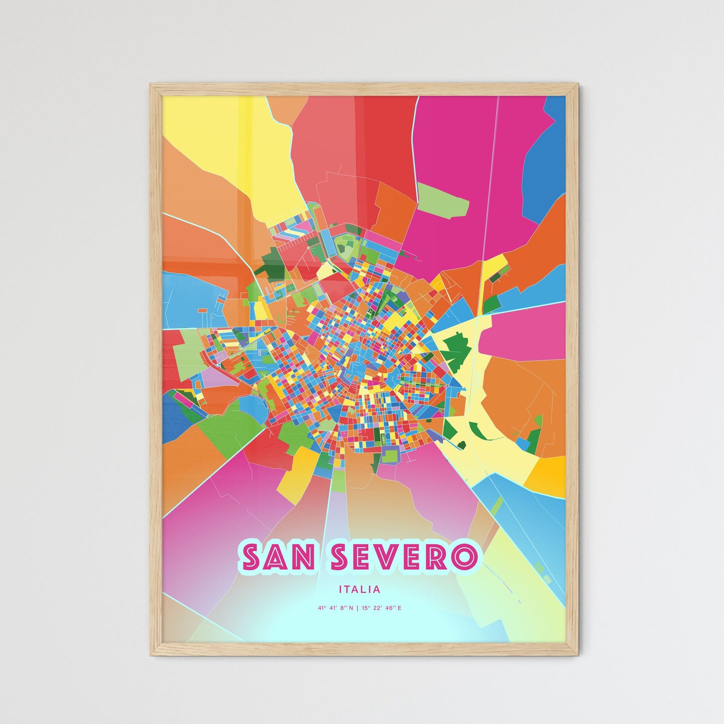 Colorful SAN SEVERO ITALY Fine Art Map Crazy Colors