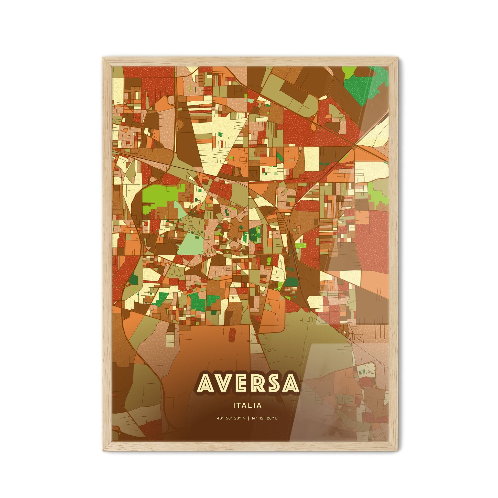 Colorful AVERSA ITALY Fine Art Map Farmhouse