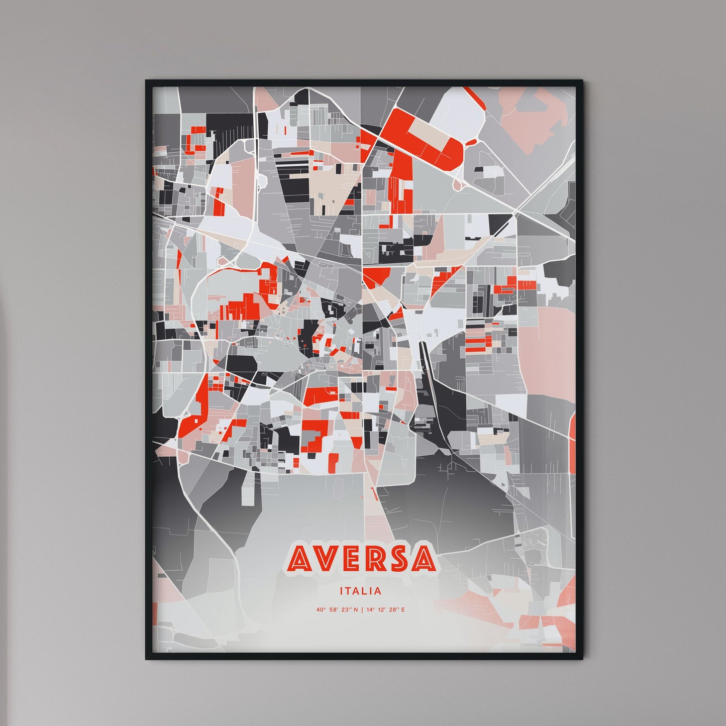 Colorful AVERSA ITALY Fine Art Map Modern