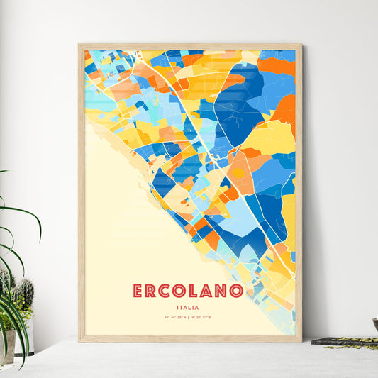 Colorful ERCOLANO ITALY Fine Art Map Blue Orange