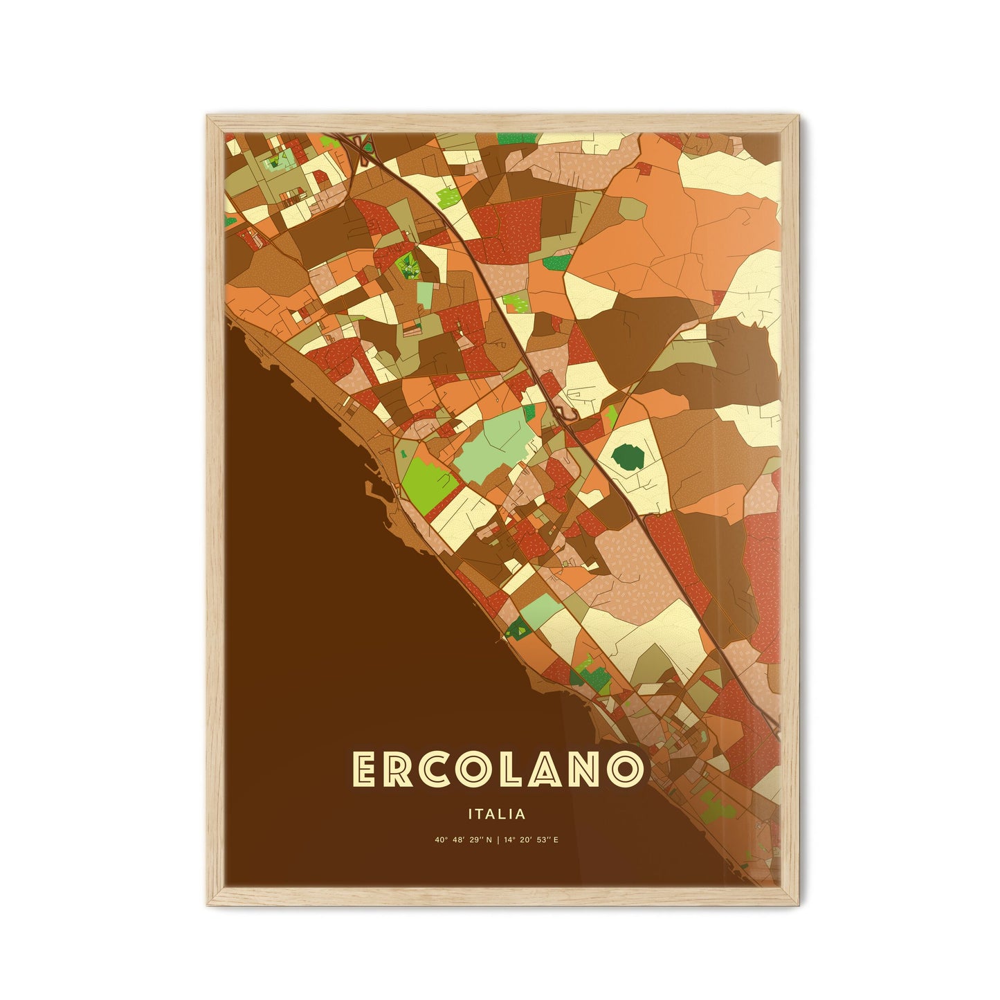 Colorful ERCOLANO ITALY Fine Art Map Farmhouse