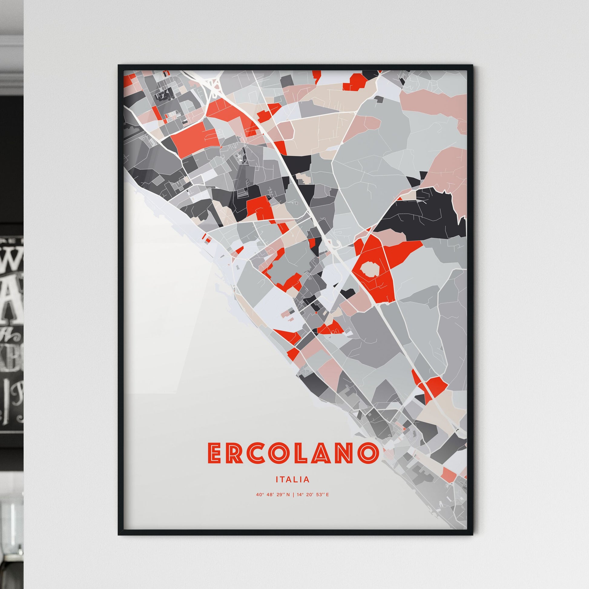 Colorful ERCOLANO ITALY Fine Art Map Modern