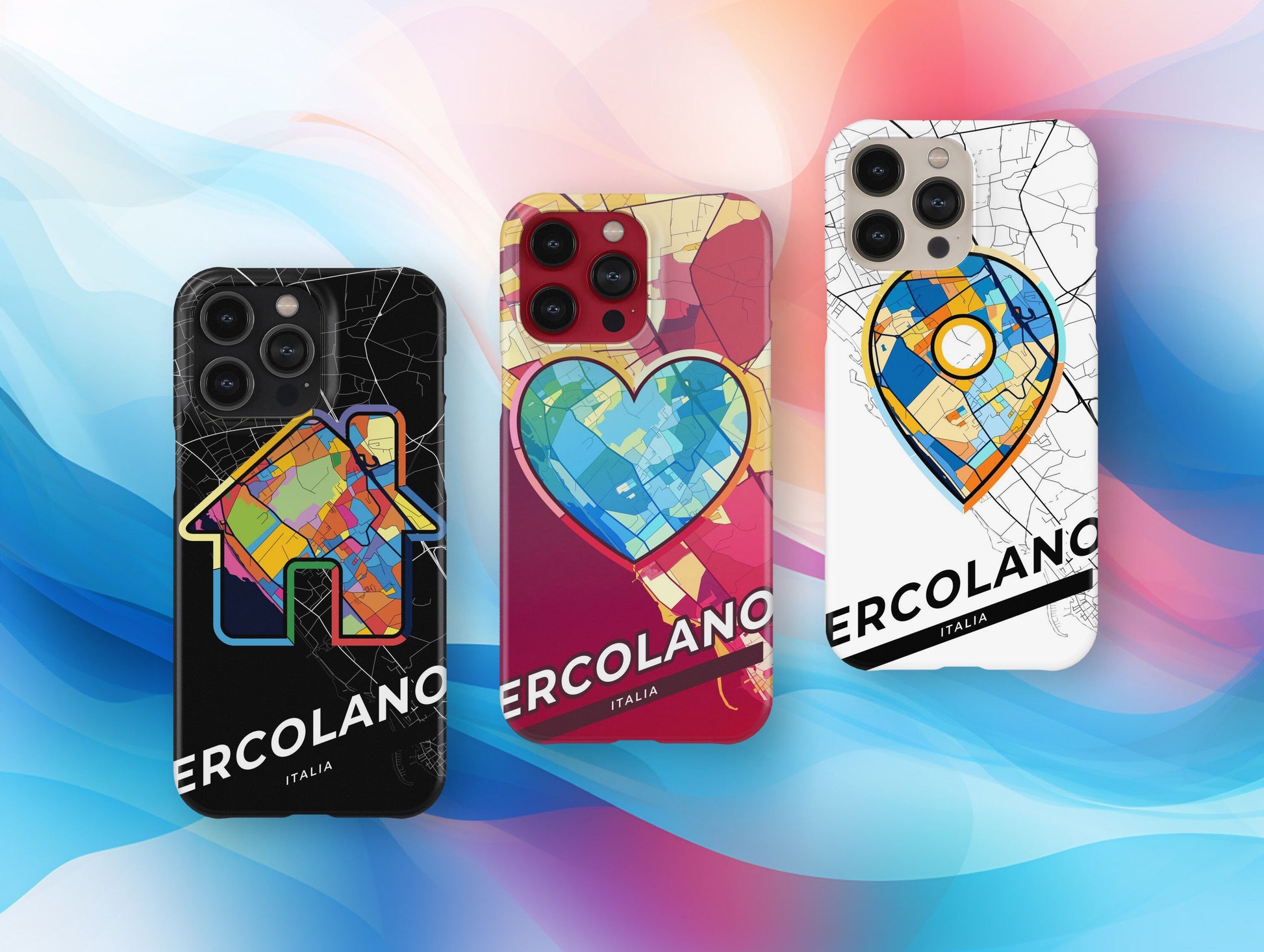 Ercolano Italy slim phone case with colorful icon. Birthday, wedding or housewarming gift. Couple match cases.