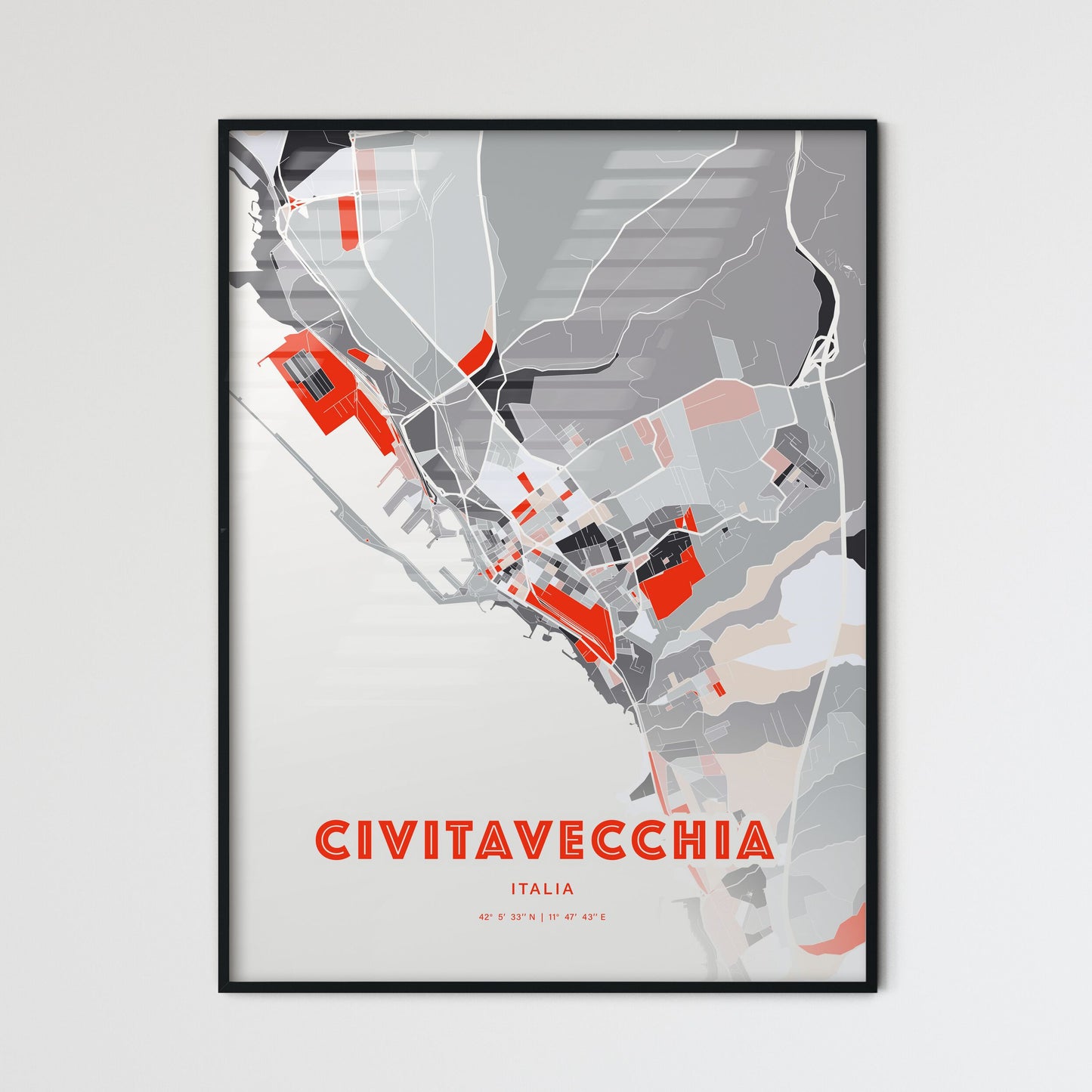 Colorful CIVITAVECCHIA ITALY Fine Art Map Modern