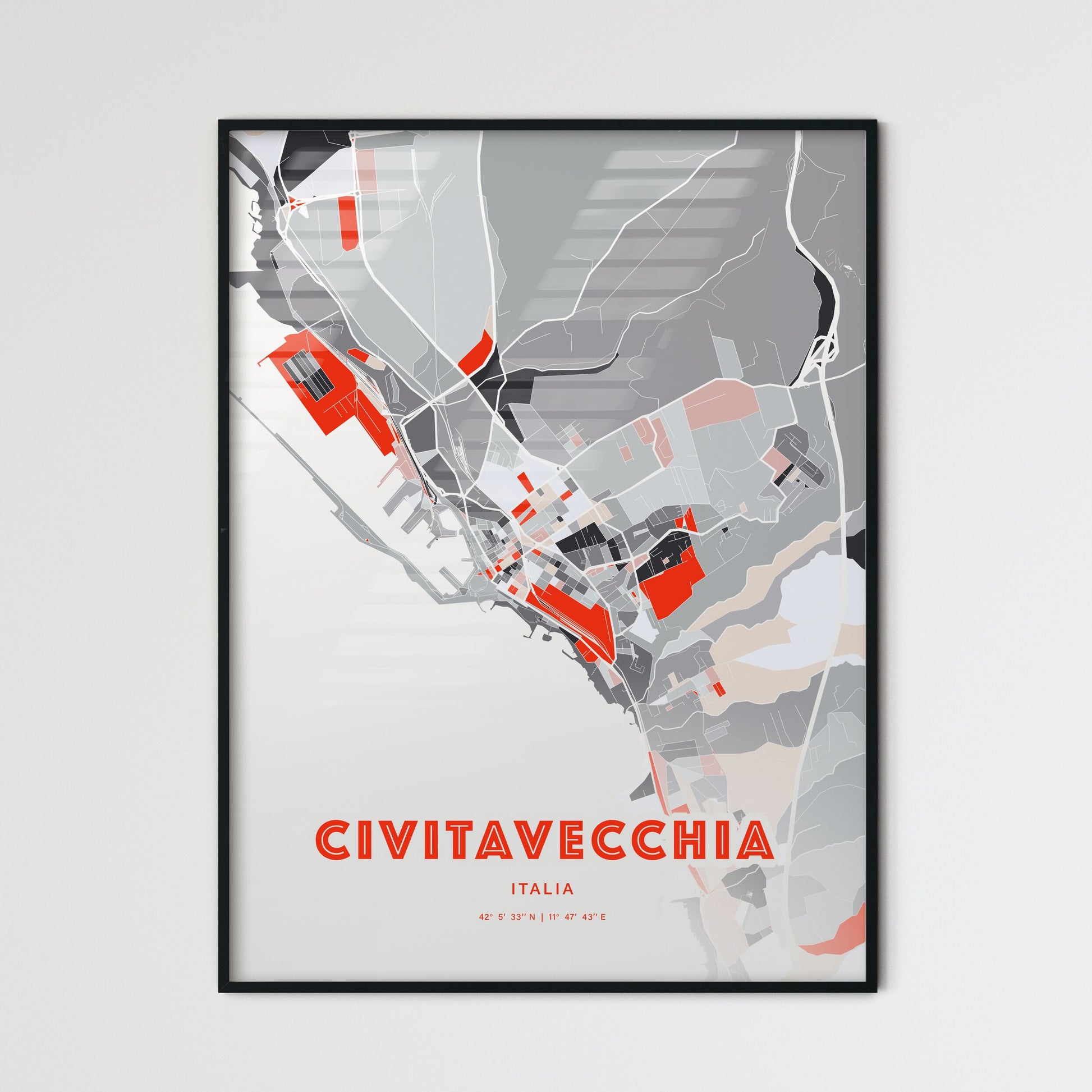 Colorful CIVITAVECCHIA ITALY Fine Art Map Modern