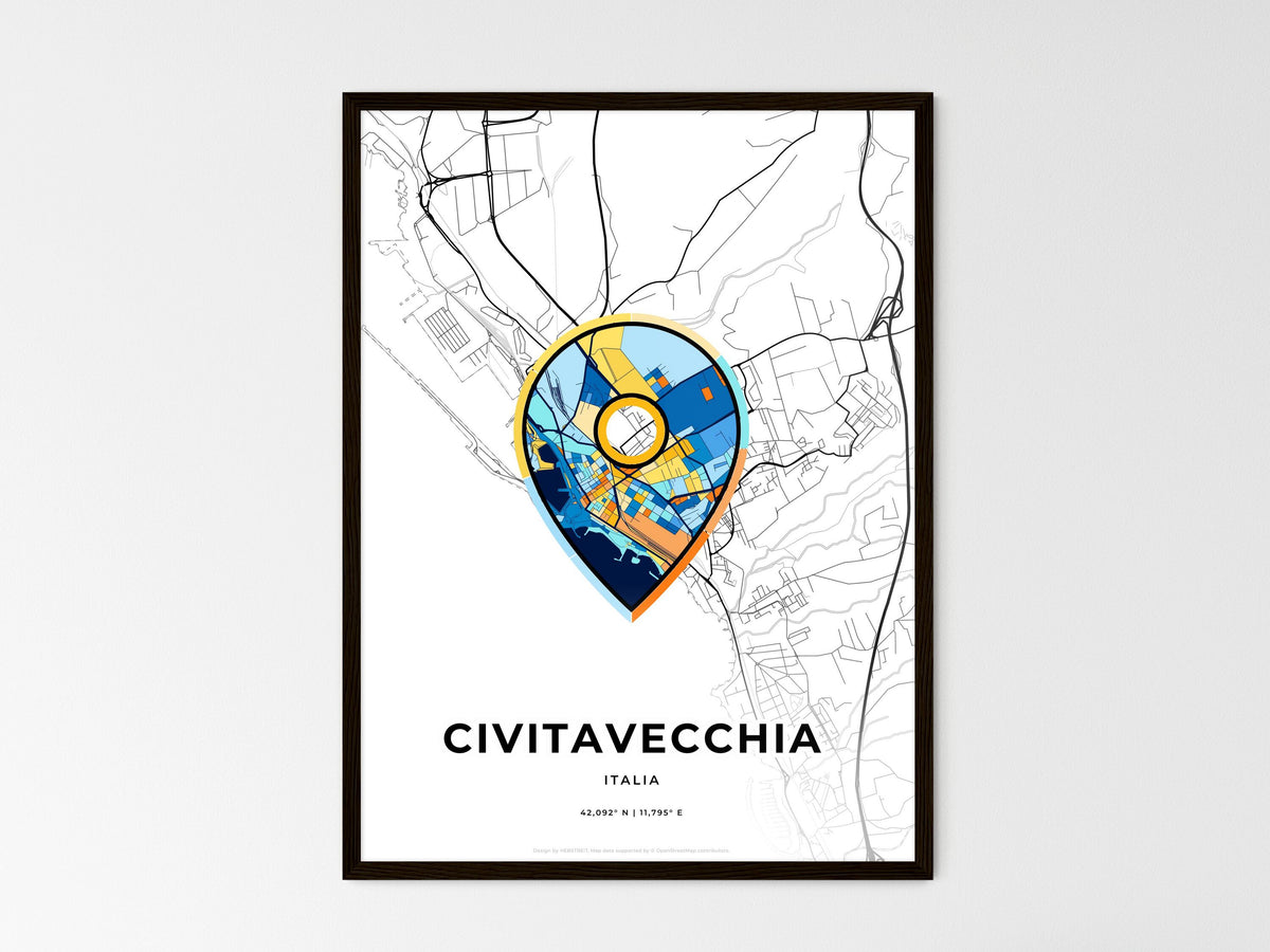 Civitavecchia Italy wedding art map with pointer icon