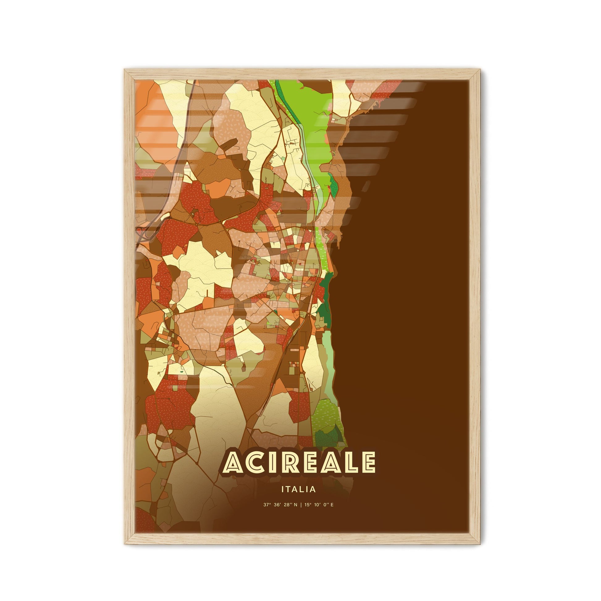 Colorful ACIREALE ITALY Fine Art Map Farmhouse