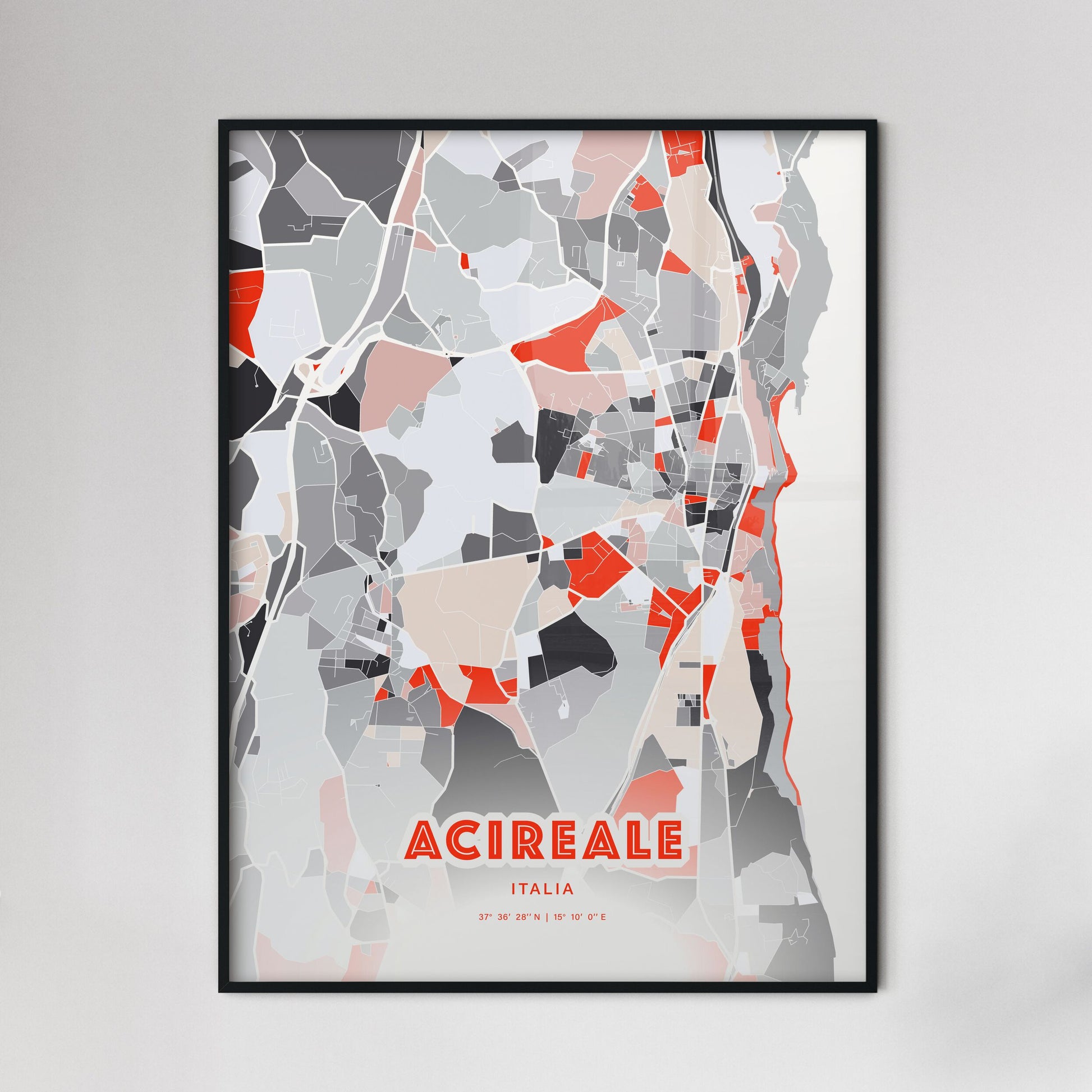 Colorful ACIREALE ITALY Fine Art Map Modern