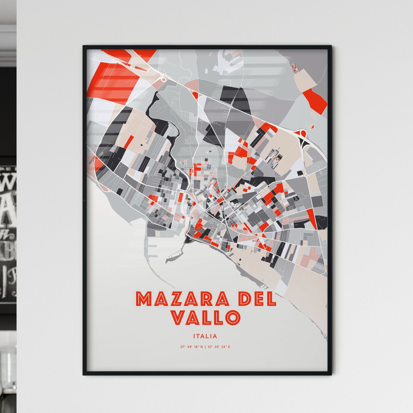 Colorful MAZARA DEL VALLO ITALY Fine Art Map Modern