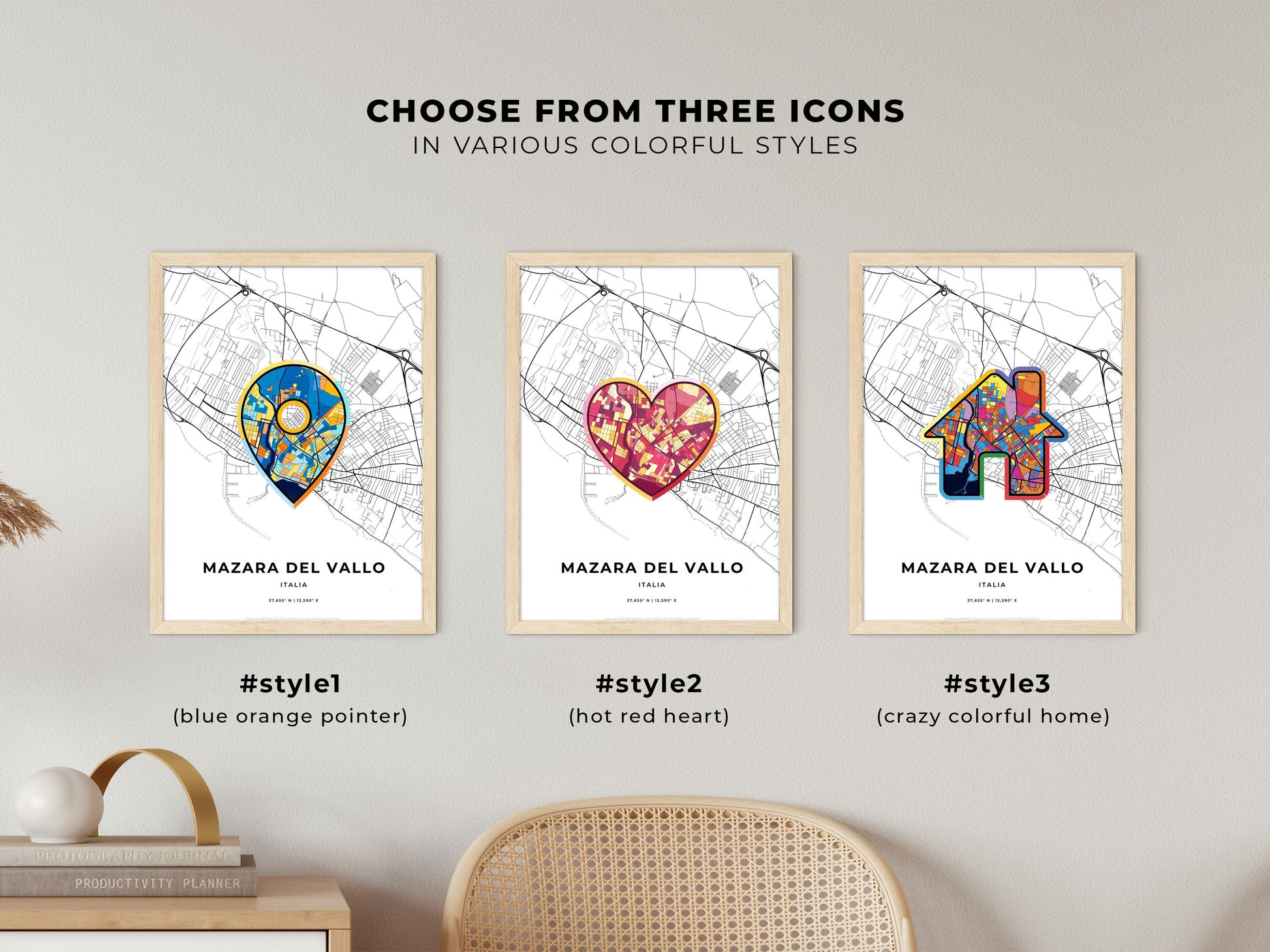 Mazara Del Vallo Italy maps with colorful icons