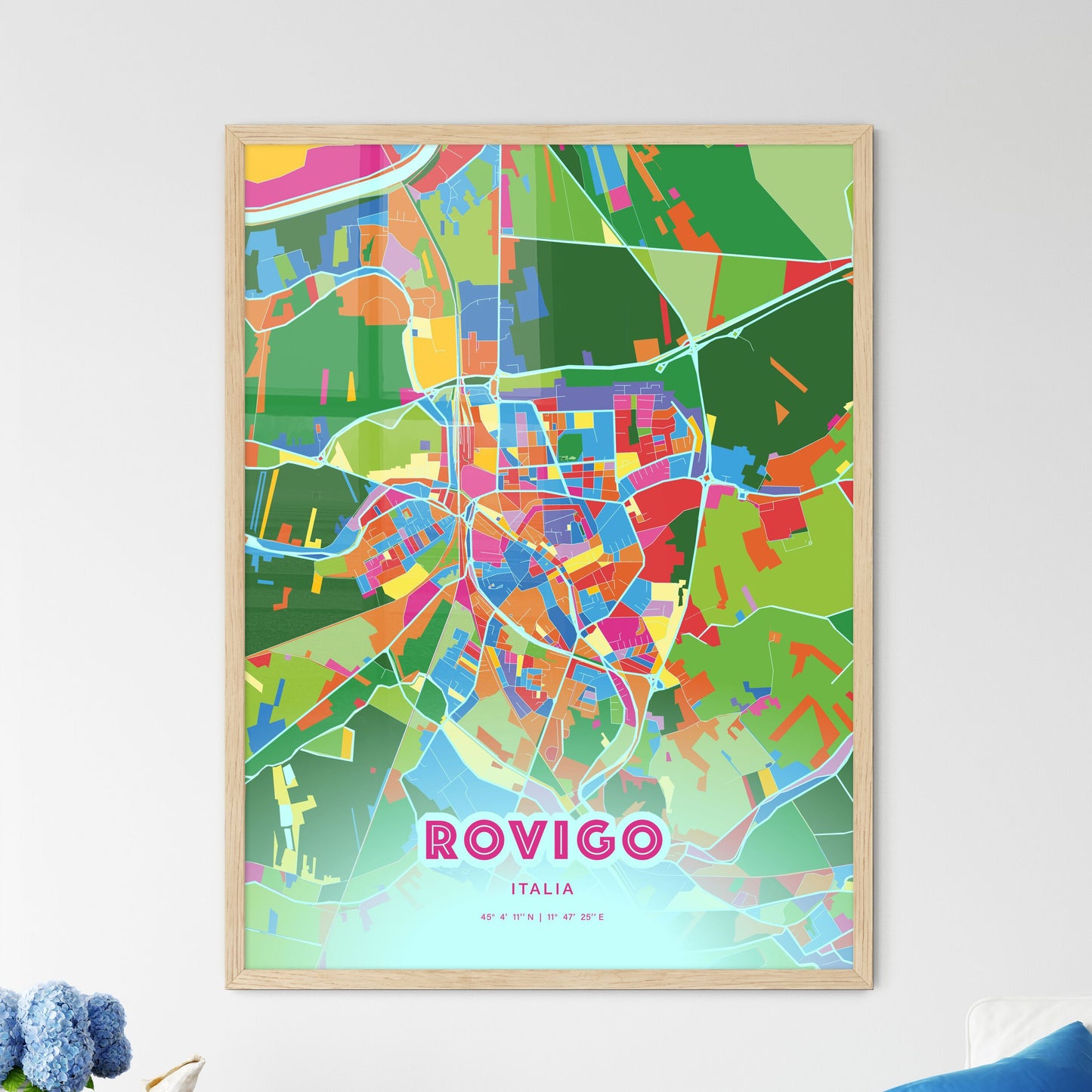 Colorful ROVIGO ITALY Fine Art Map Crazy Colors