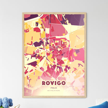 Colorful ROVIGO ITALY Fine Art Map Hot Red
