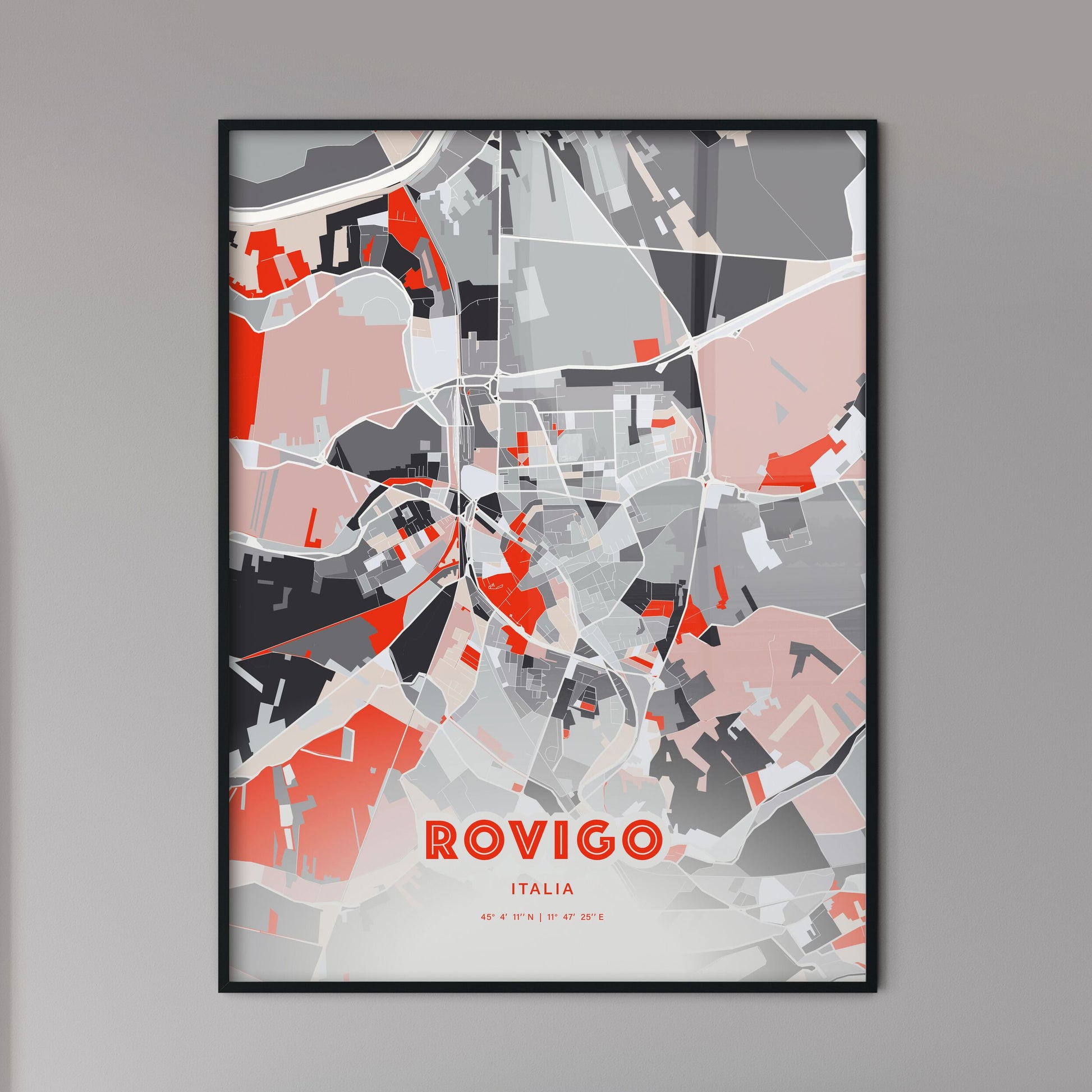 Colorful ROVIGO ITALY Fine Art Map Modern