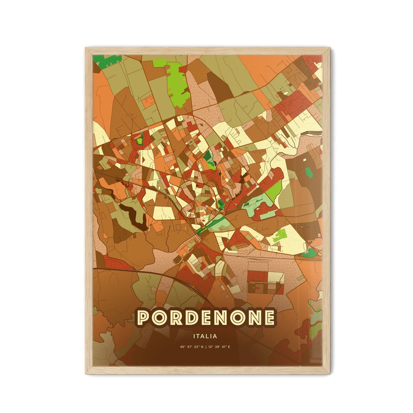 Colorful PORDENONE ITALY Fine Art Map Farmhouse