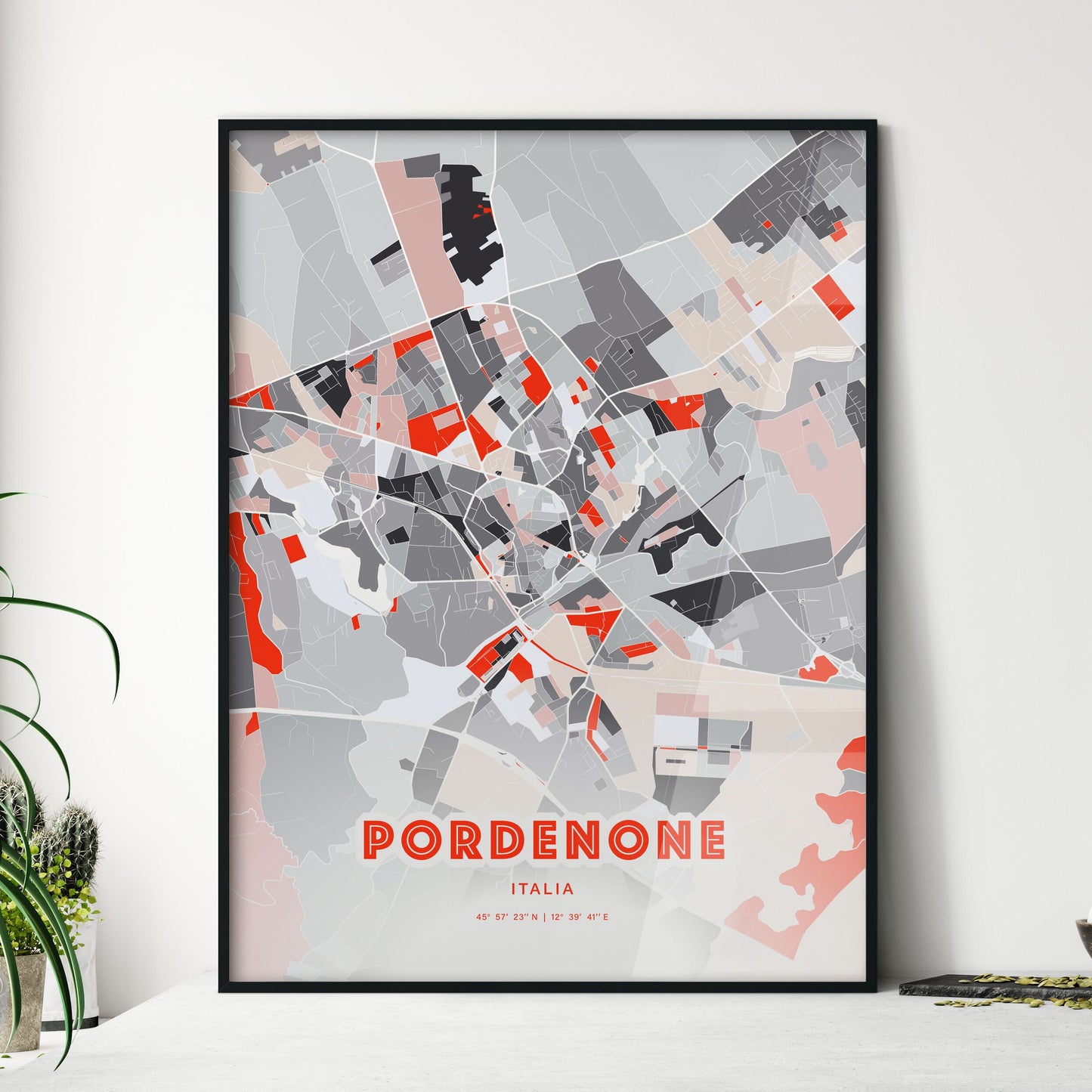 Colorful PORDENONE ITALY Fine Art Map Modern