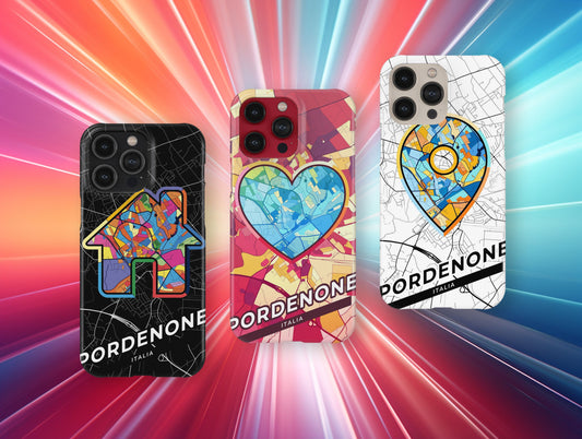 Pordenone Italy slim phone case with colorful icon. Birthday, wedding or housewarming gift. Couple match cases.