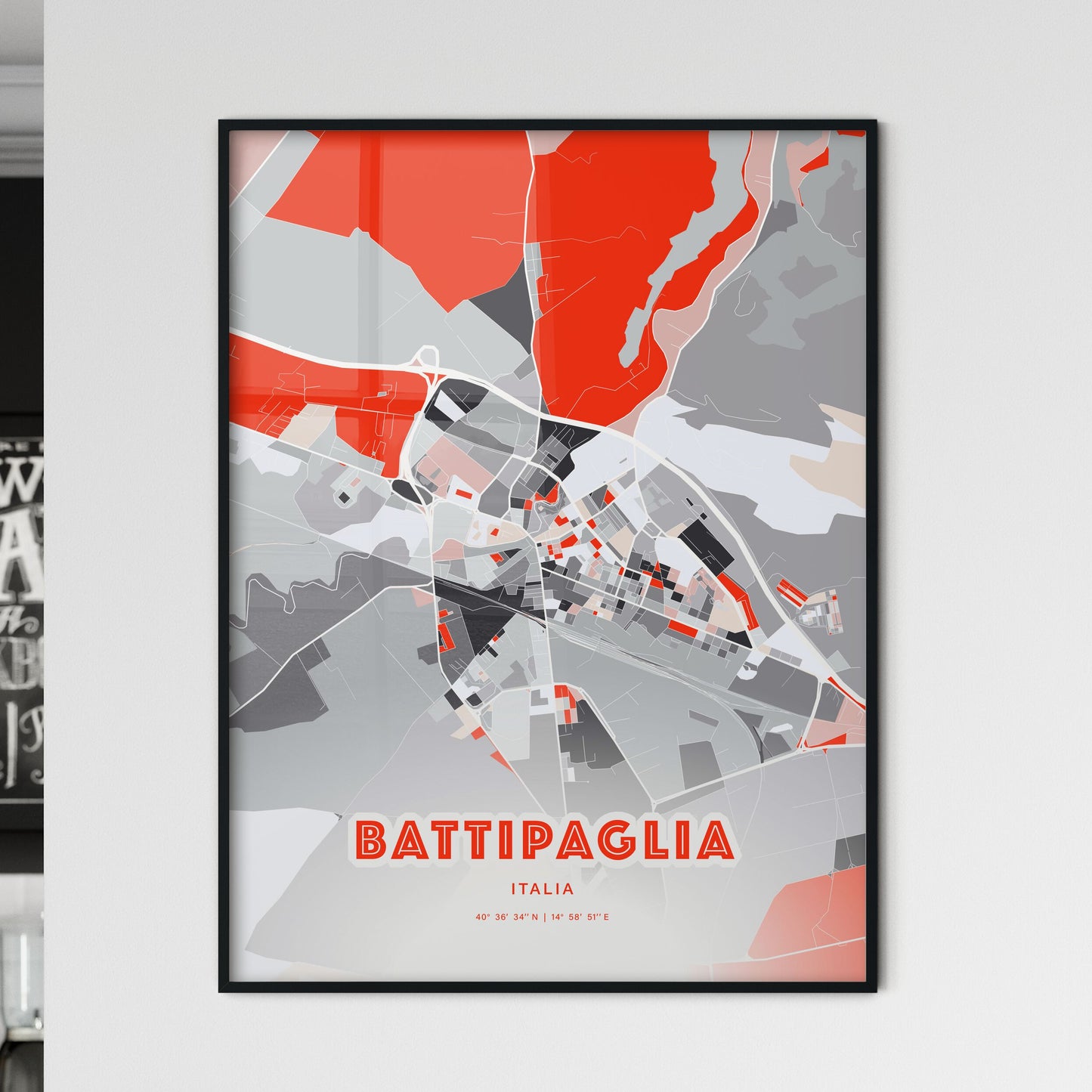 Colorful BATTIPAGLIA ITALY Fine Art Map Modern