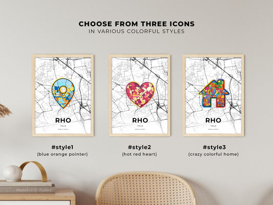Rho Italy maps with colorful icons