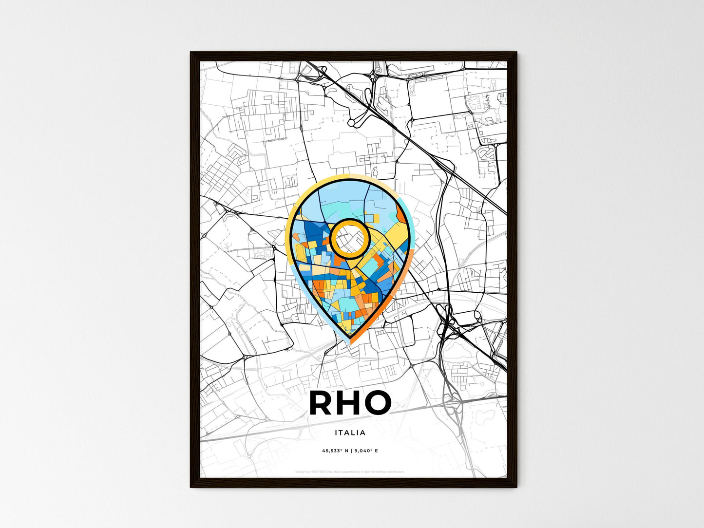 Rho Italy wedding art map with pointer icon