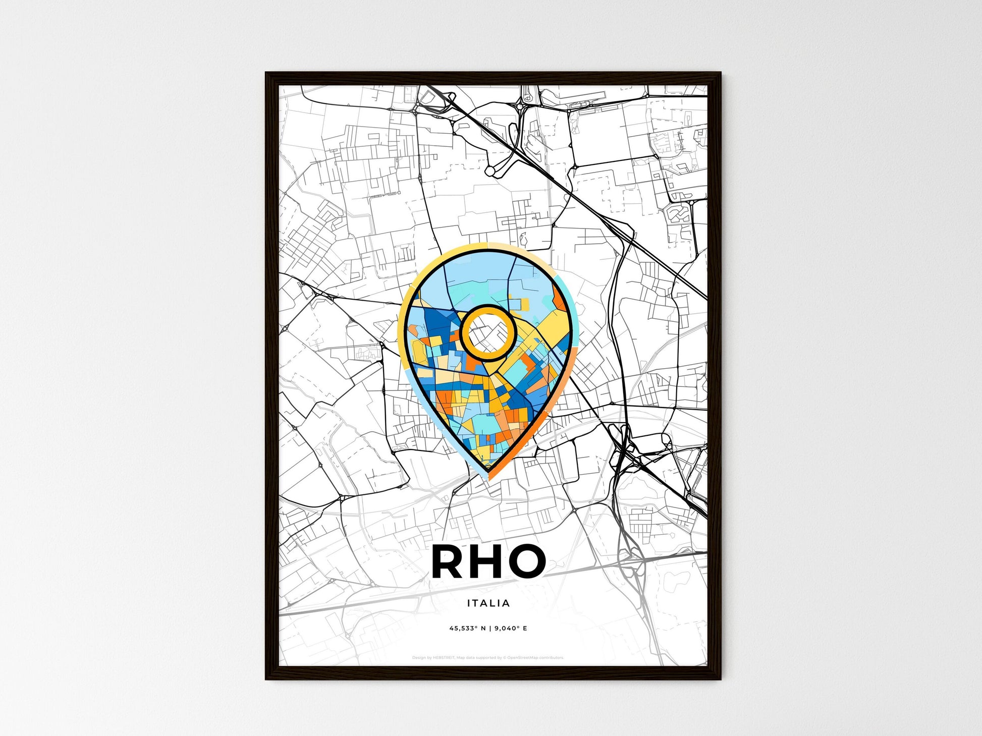 Rho Italy wedding art map with pointer icon