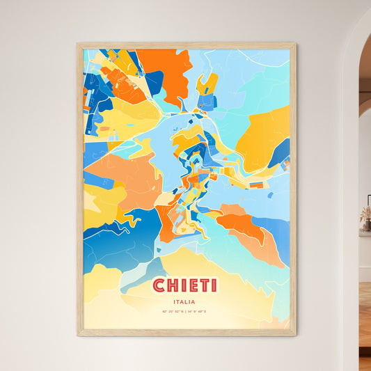 Colorful CHIETI ITALY Fine Art Map Blue Orange