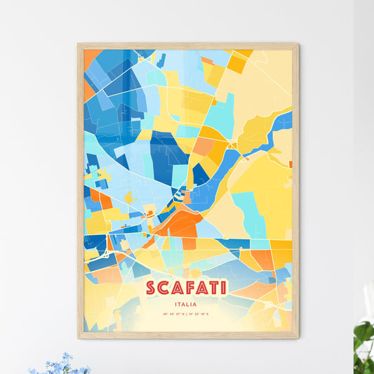 Colorful SCAFATI ITALY Fine Art Map Blue Orange