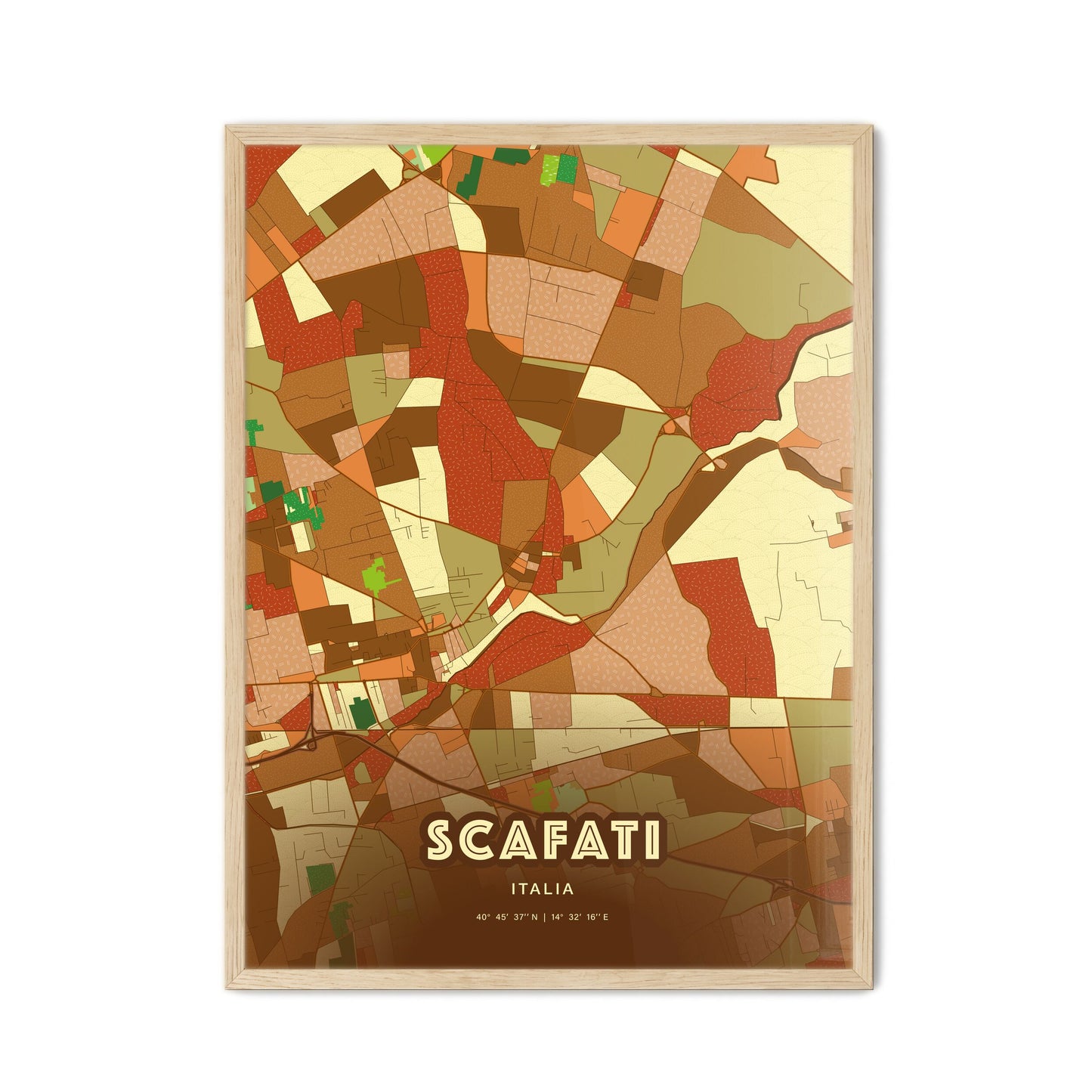 Colorful SCAFATI ITALY Fine Art Map Farmhouse