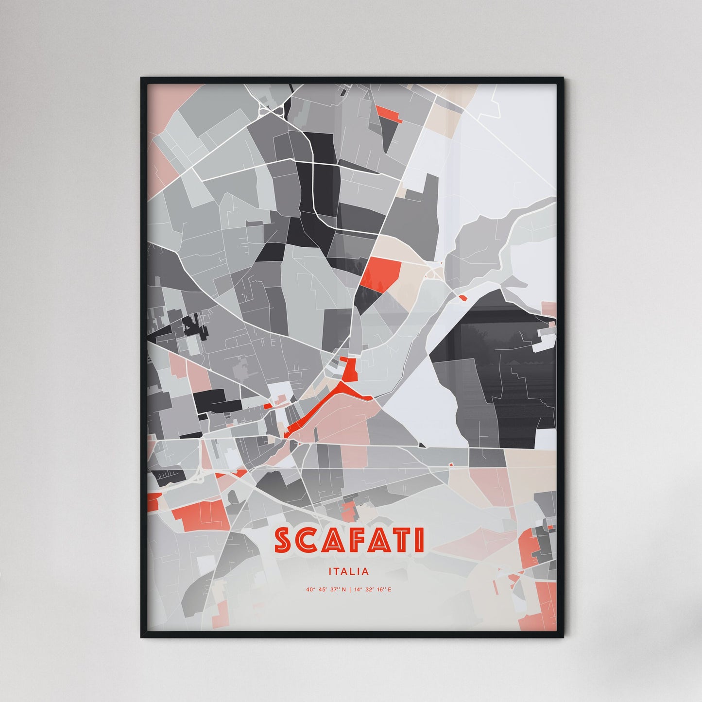 Colorful SCAFATI ITALY Fine Art Map Modern