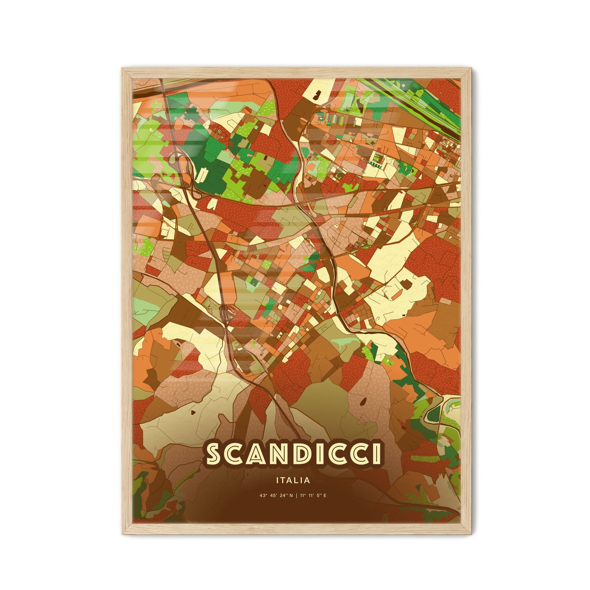 Colorful SCANDICCI ITALY Fine Art Map Farmhouse