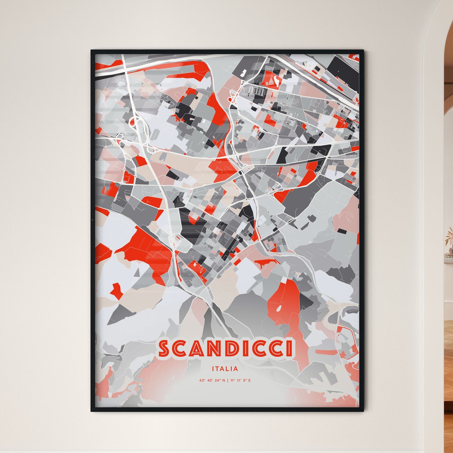 Colorful SCANDICCI ITALY Fine Art Map Modern