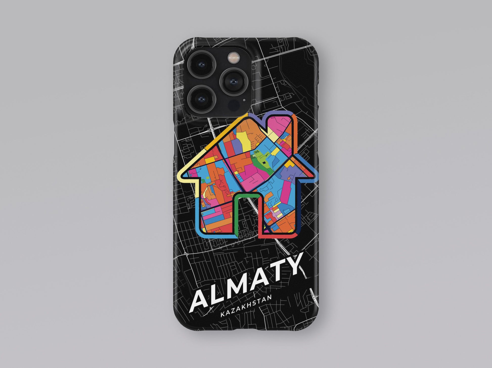 Almaty Kazakhstan slim phone case with colorful icon. Birthday, wedding or housewarming gift. Couple match cases. 3