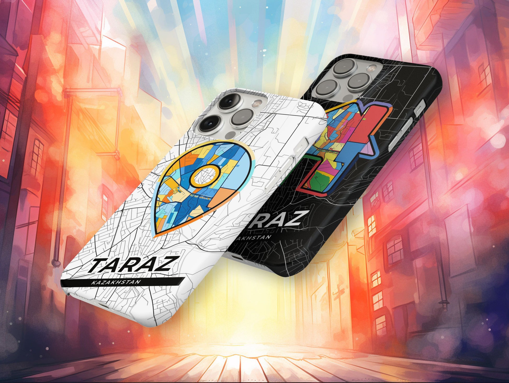 Taraz Kazakhstan slim phone case with colorful icon