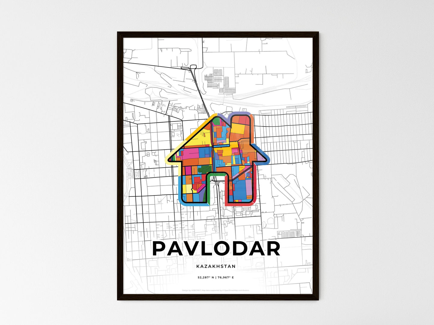 Pavlodar Kazakhstan wedding art map with home icon
