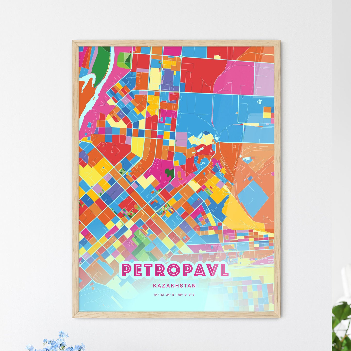 Colorful PETROPAVL KAZAKHSTAN Fine Art Map Crazy Colors