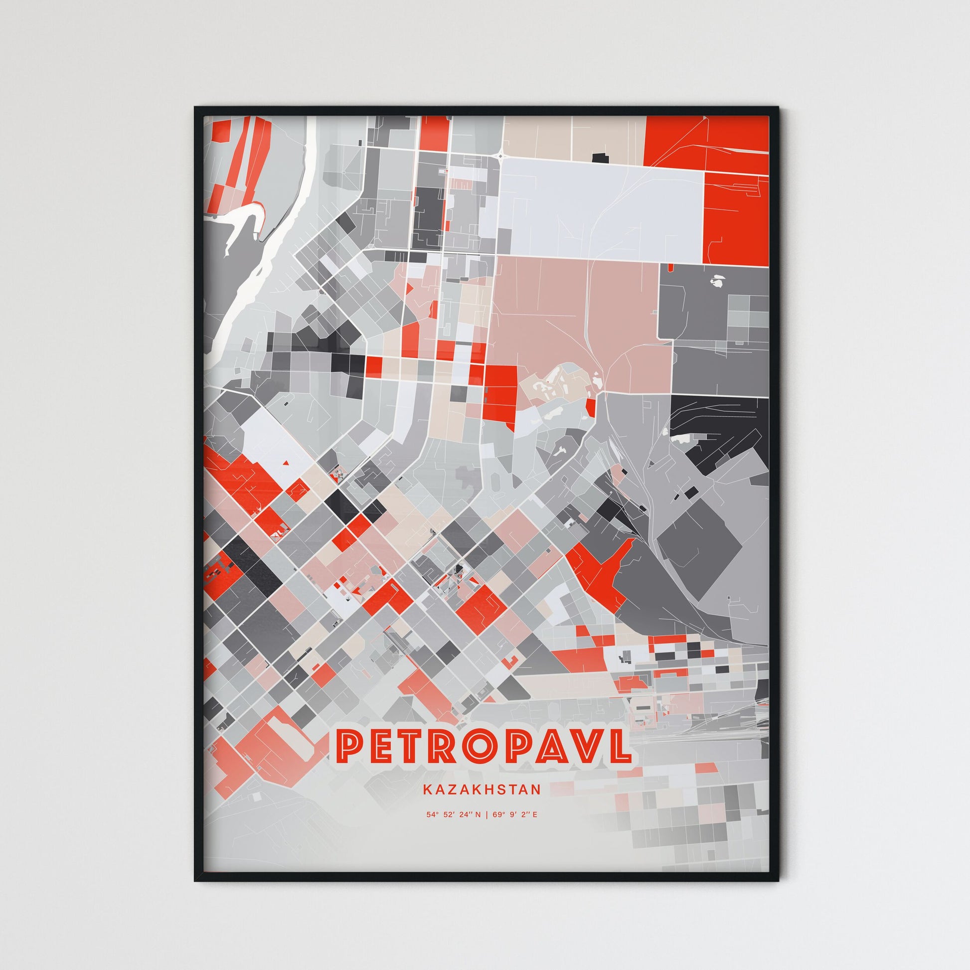 Colorful PETROPAVL KAZAKHSTAN Fine Art Map Modern