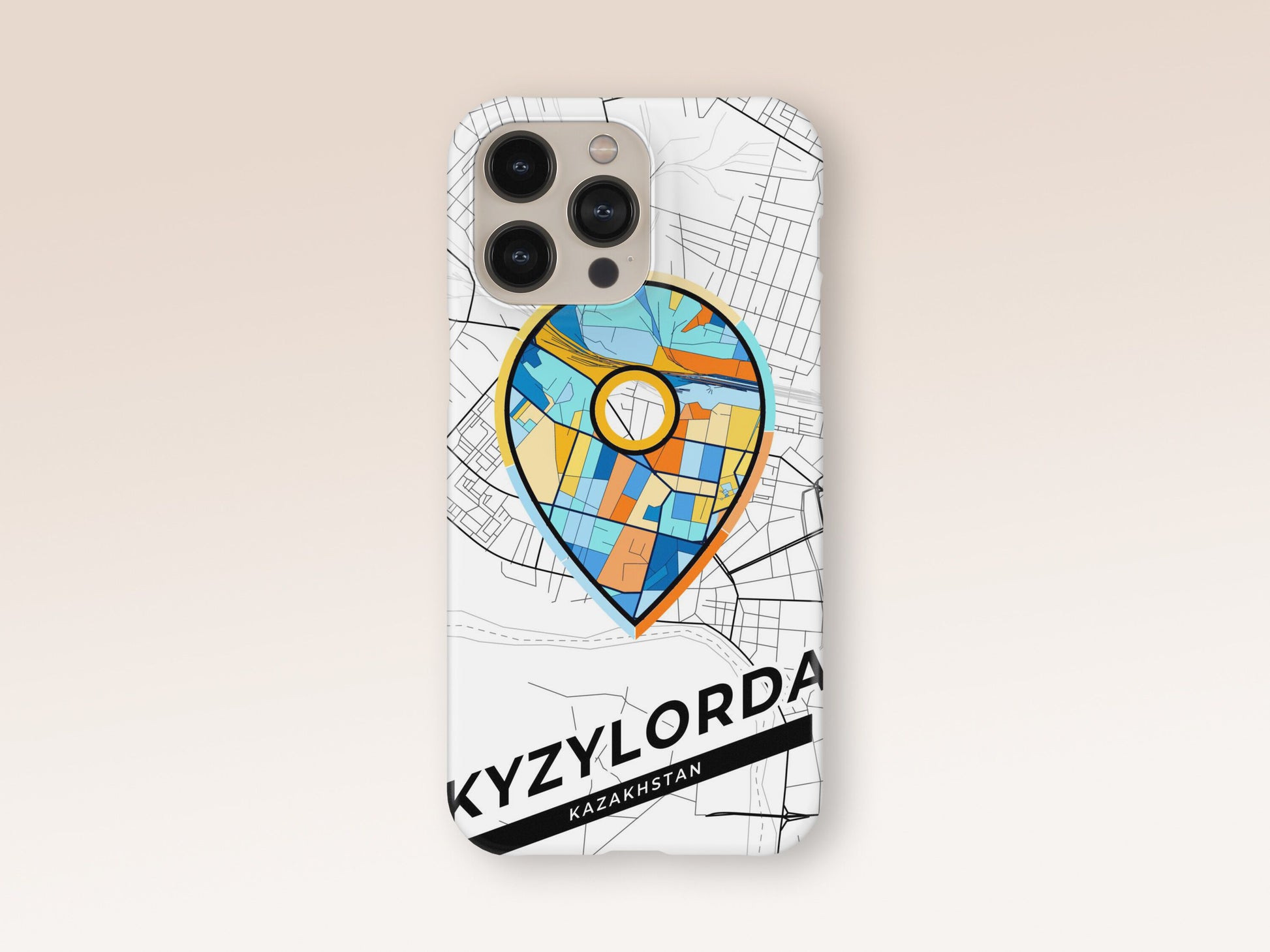 Kyzylorda Kazakhstan slim phone case with colorful icon. Birthday, wedding or housewarming gift. Couple match cases. 1