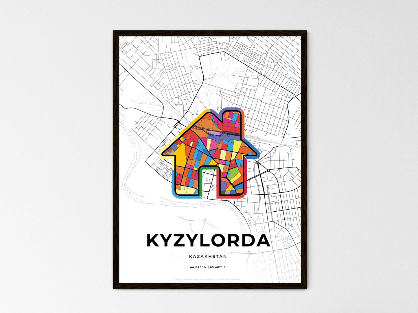 Kyzylorda Kazakhstan wedding art map with home icon