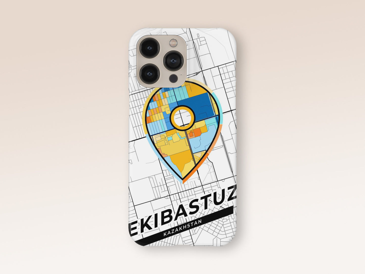 Ekibastuz Kazakhstan slim phone case with colorful icon. Birthday, wedding or housewarming gift. Couple match cases. 1