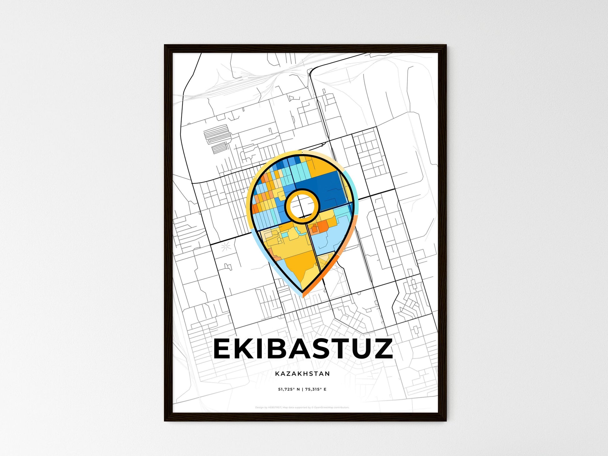 Ekibastuz Kazakhstan wedding art map with pointer icon