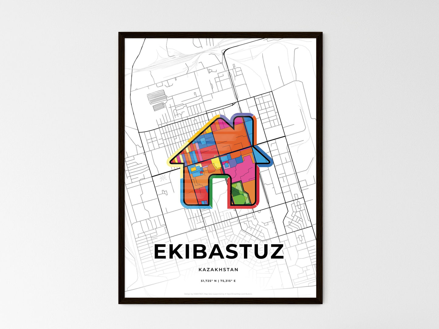Ekibastuz Kazakhstan wedding art map with home icon