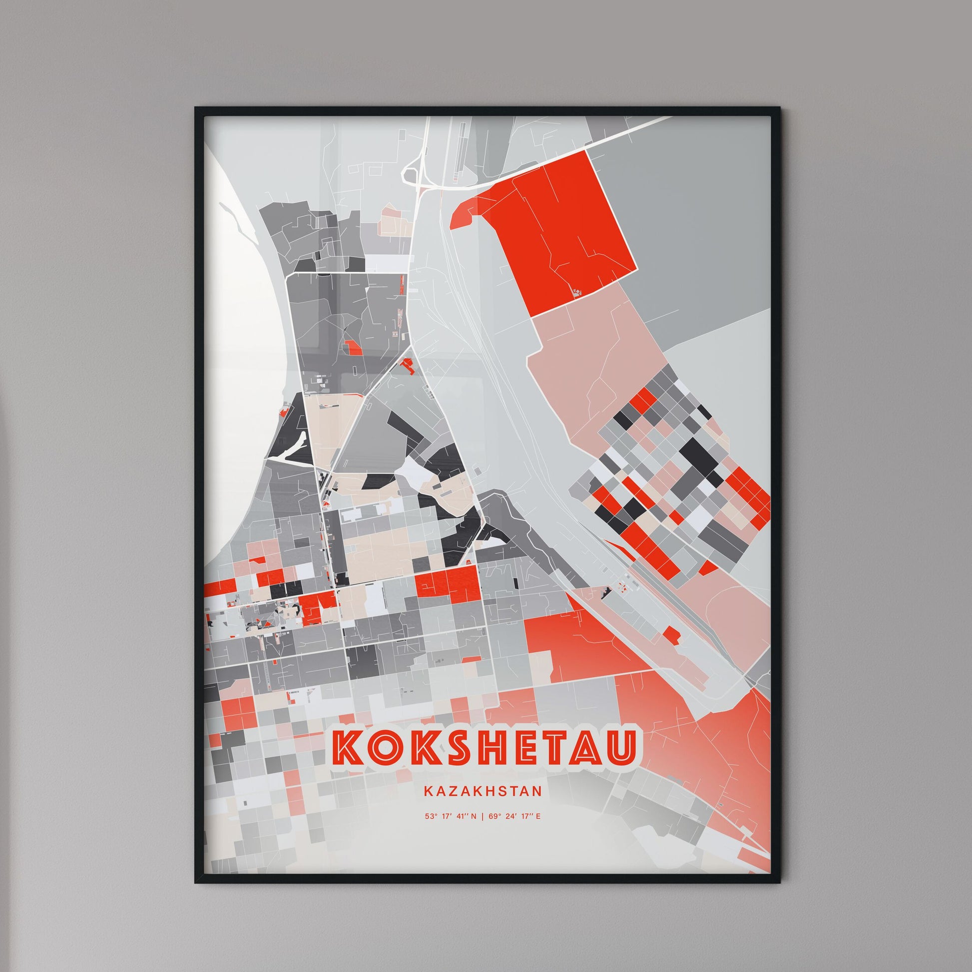 Colorful KOKSHETAU KAZAKHSTAN Fine Art Map Modern